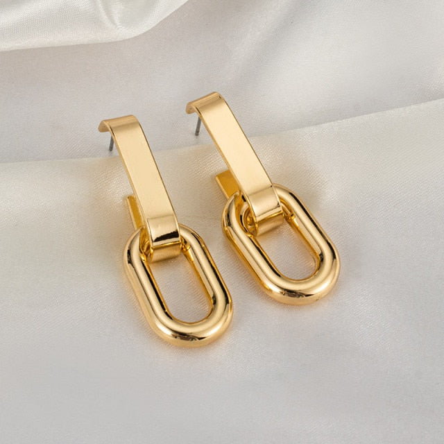 New Fashion Gold Color Metal Drop Earrings