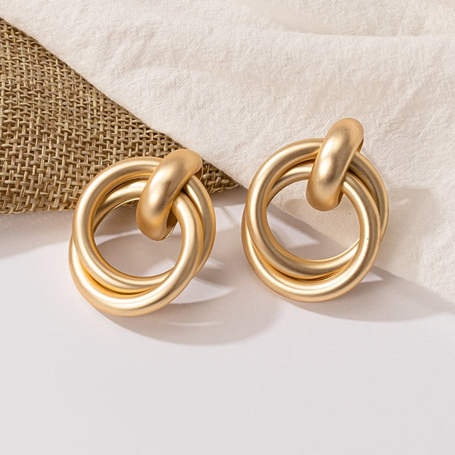 New Fashion Gold Color Metal Drop Earrings