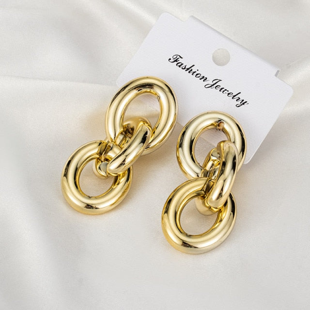 New Fashion Gold Color Metal Drop Earrings
