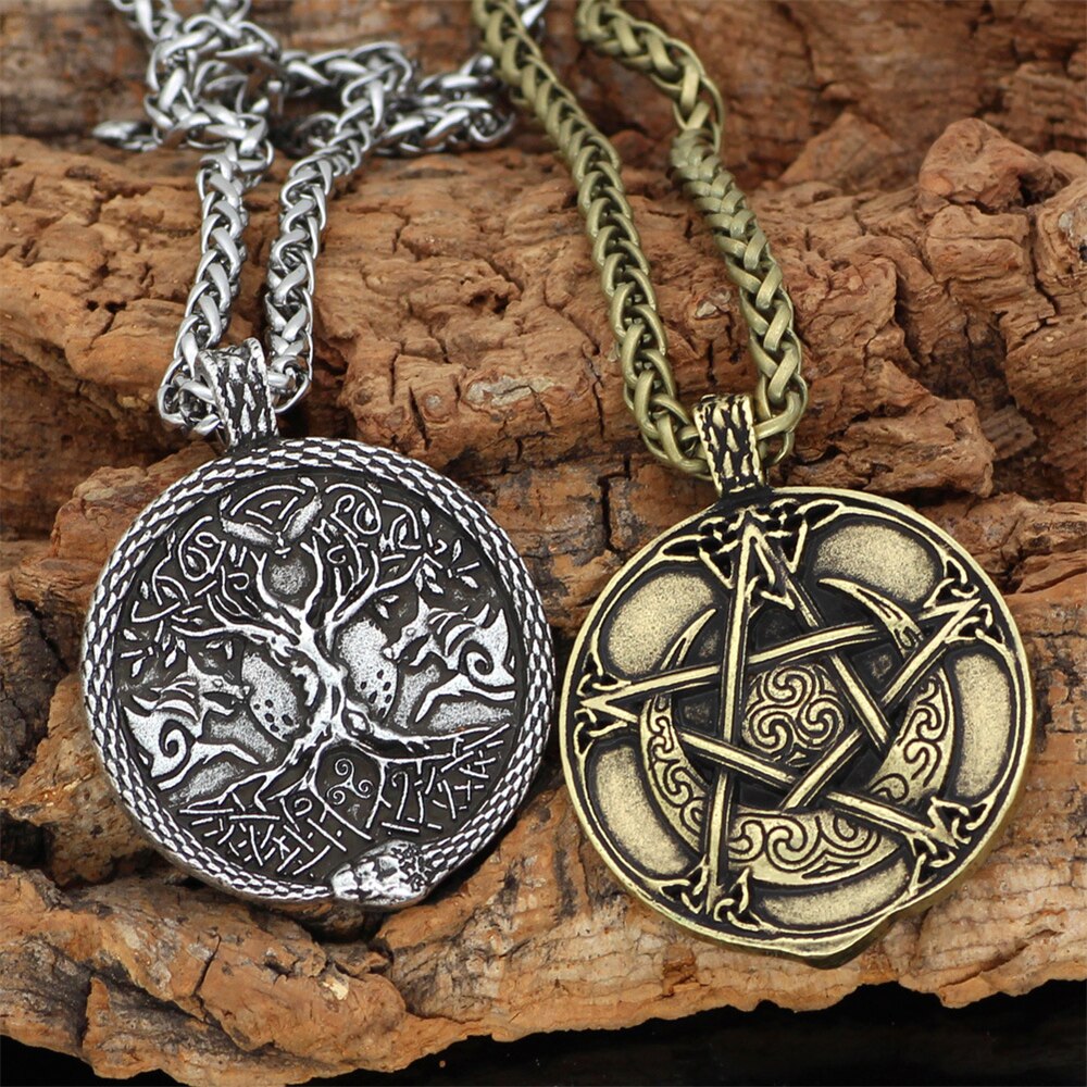 Viking Wolf Ouroboros Tree of Life Necklace