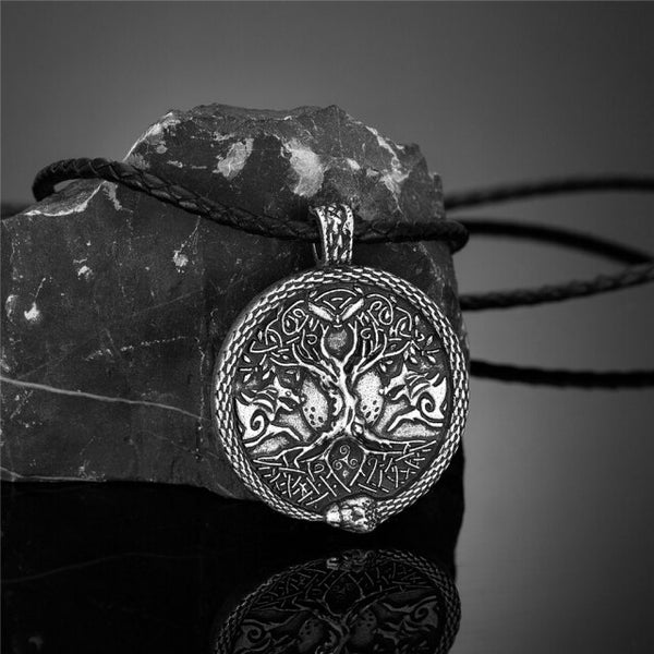 Collar del Árbol de la Vida del Ouroboros con Lobo Vikingo 