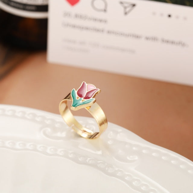 Chunky Colorful Love Heart Yin Yang Rings