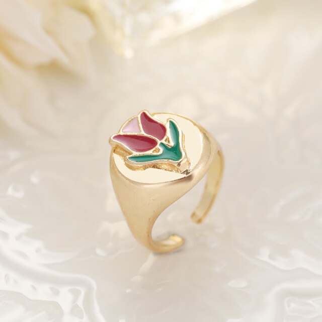 Chunky Colorful Love Heart Yin Yang Rings