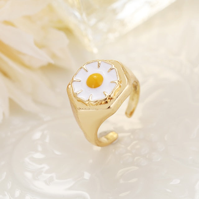 Chunky Colorful Love Heart Yin Yang Rings