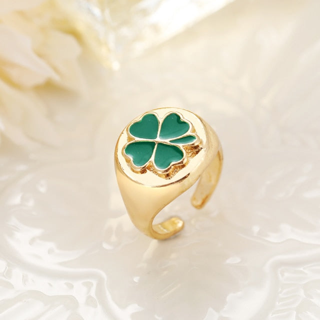Chunky Colorful Love Heart Yin Yang Rings