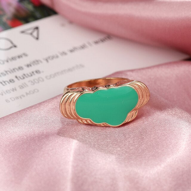 Chunky Colorful Love Heart Yin Yang Rings