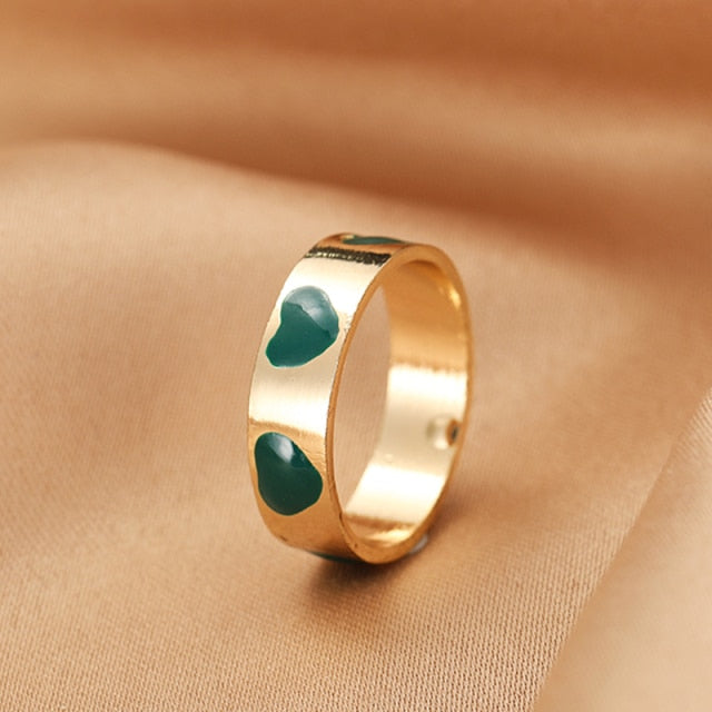 Chunky Colorful Love Heart Yin Yang Rings
