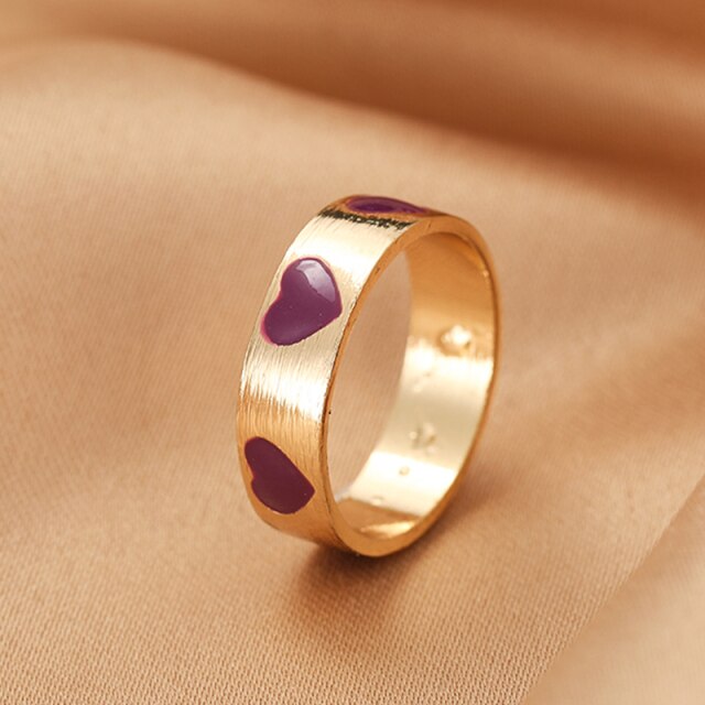 Chunky Colorful Love Heart Yin Yang Rings