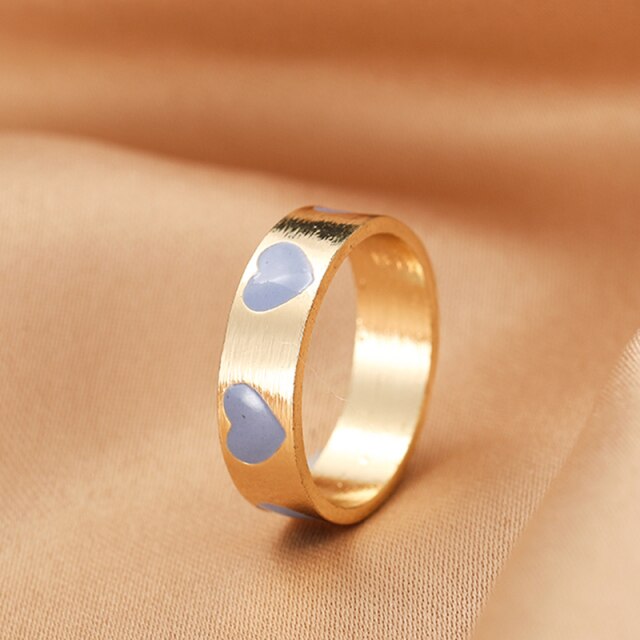 Chunky Colorful Love Heart Yin Yang Rings