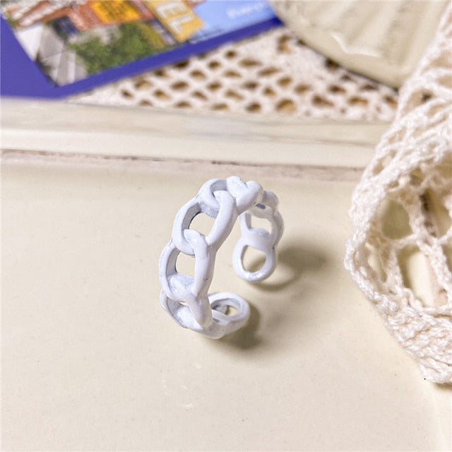 Chunky Colorful Love Heart Yin Yang Rings