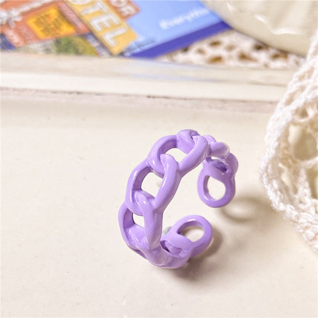 Chunky Colorful Love Heart Yin Yang Rings