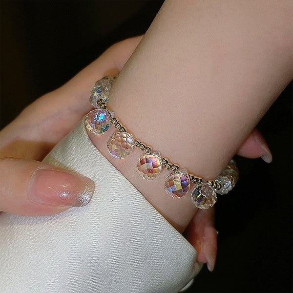 Pulseras ajustables de cuentas de cristal transparente de estilo coreano
