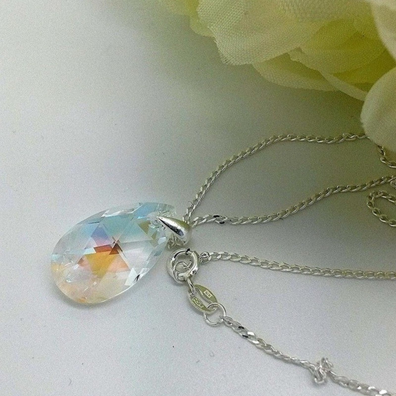 Crystals  Blue Aurora Borealis  Earrings Necklace Jewelry Set