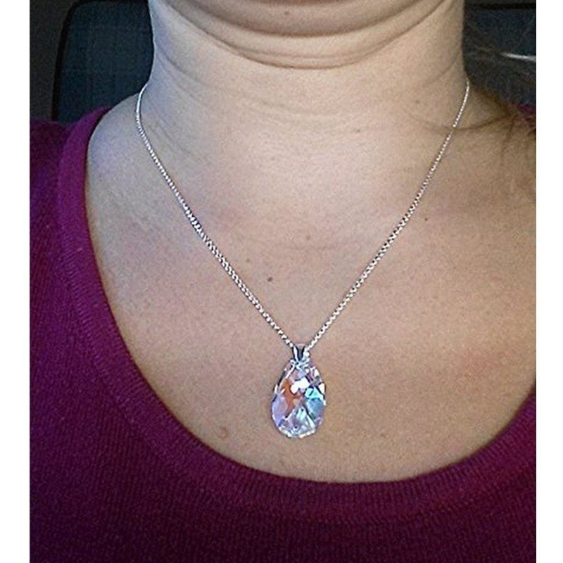Crystals  Blue Aurora Borealis  Earrings Necklace Jewelry Set