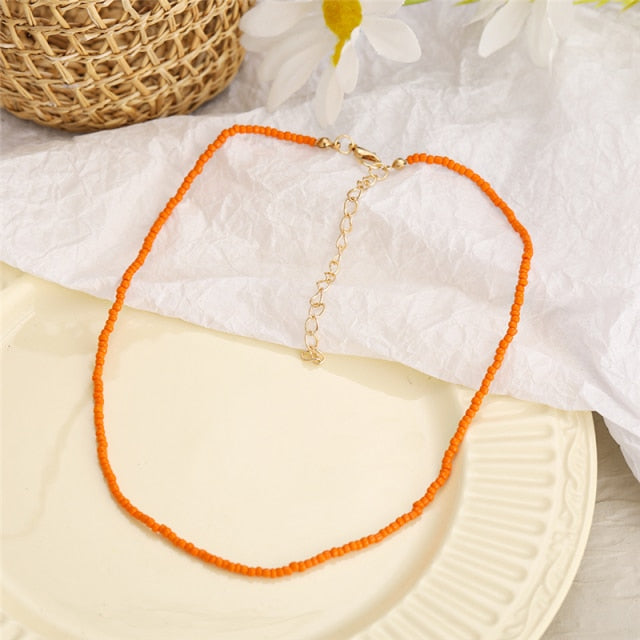 Trendy Bead Strand Beaded Choker Necklace