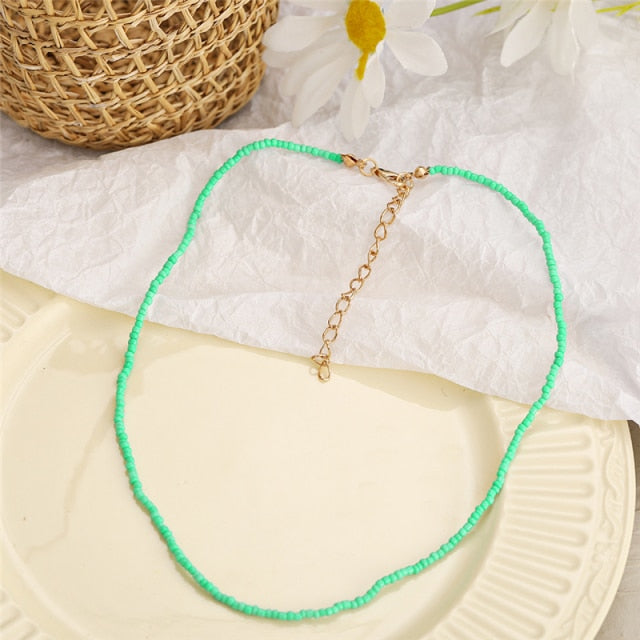 Trendy Bead Strand Beaded Choker Necklace