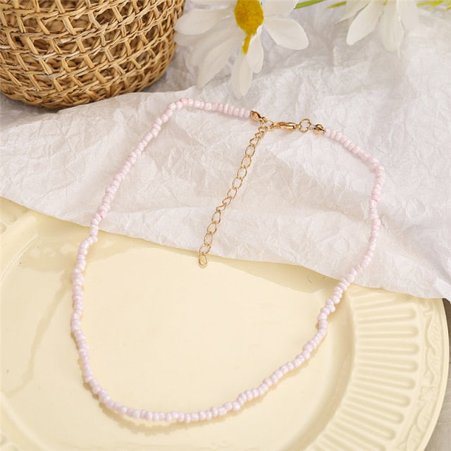 Trendy Bead Strand Beaded Choker Necklace