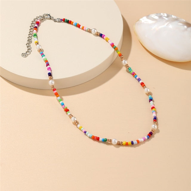 Trendy Bead Strand Beaded Choker Necklace