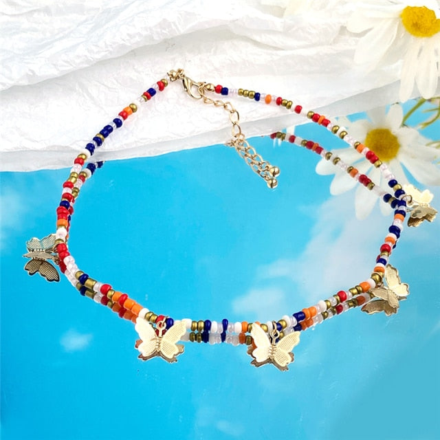Trendy Bead Strand Beaded Choker Necklace