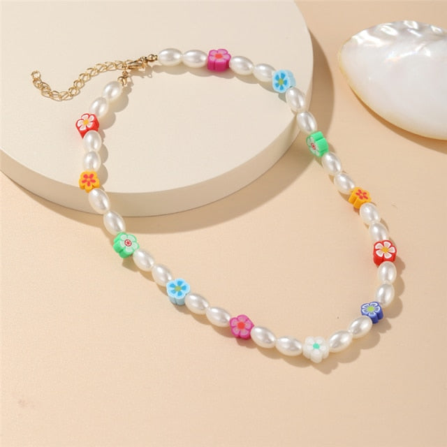 Trendy Bead Strand Beaded Choker Necklace