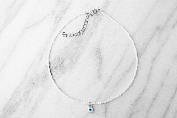 Baby Blue Evil Eye Beaded Choker Necklace