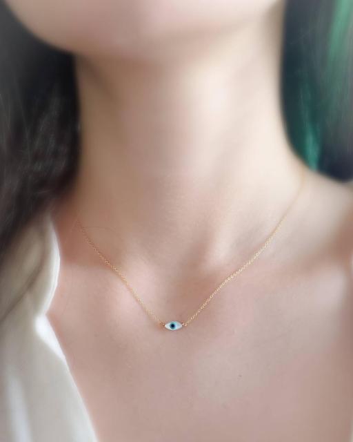 Baby Blue Evil Eye Beaded Choker Necklace