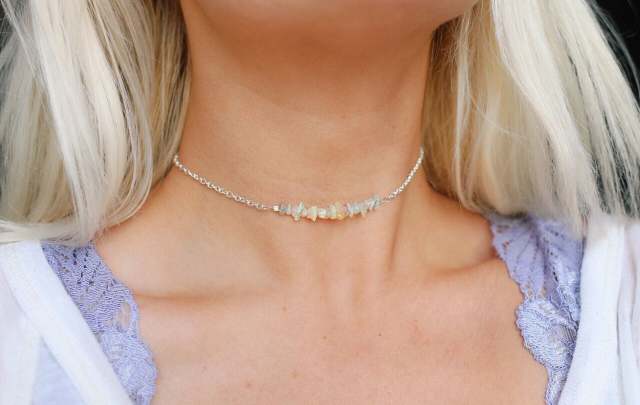 Baby Blue Evil Eye Beaded Choker Necklace
