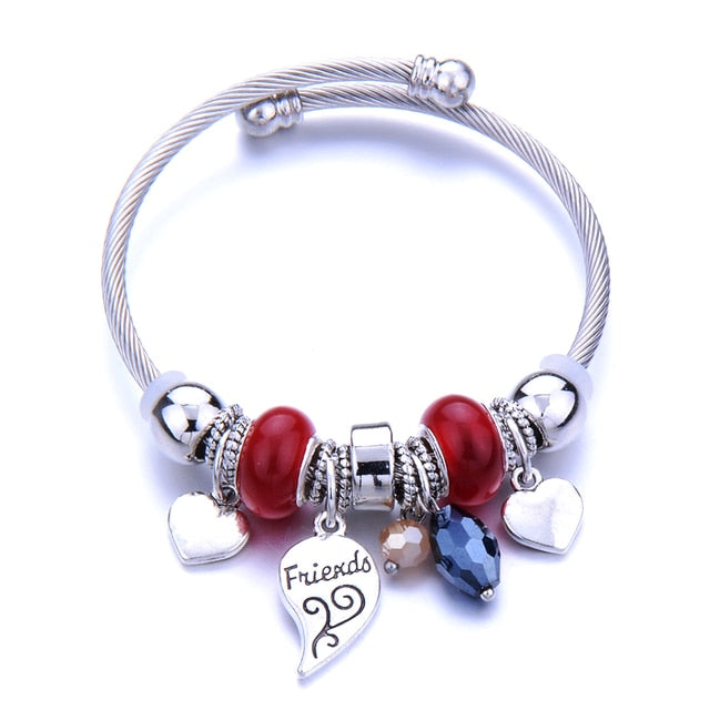 Classic Elastic Tree of life love shape metal beading Bracelet