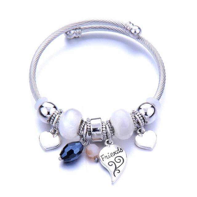 Classic Elastic Tree of life love shape metal beading Bracelet