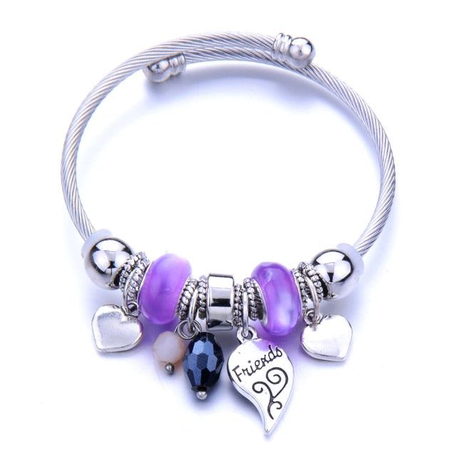 Classic Elastic Tree of life love shape metal beading Bracelet
