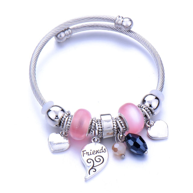 Classic Elastic Tree of life love shape metal beading Bracelet