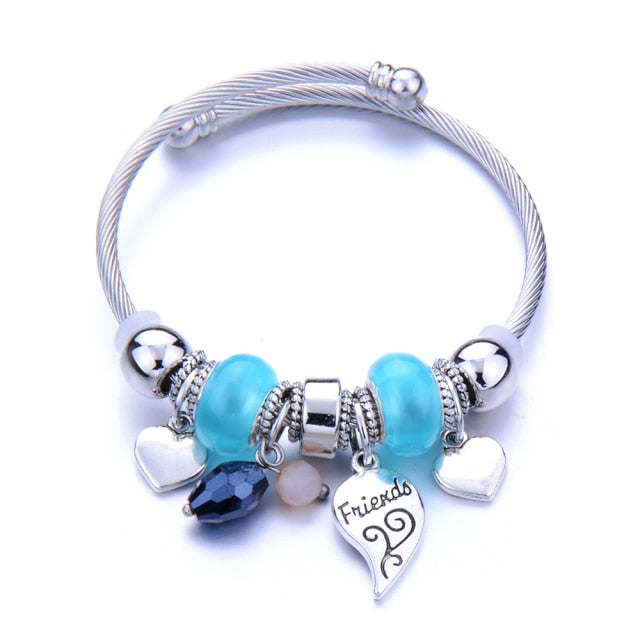 Classic Elastic Tree of life love shape metal beading Bracelet