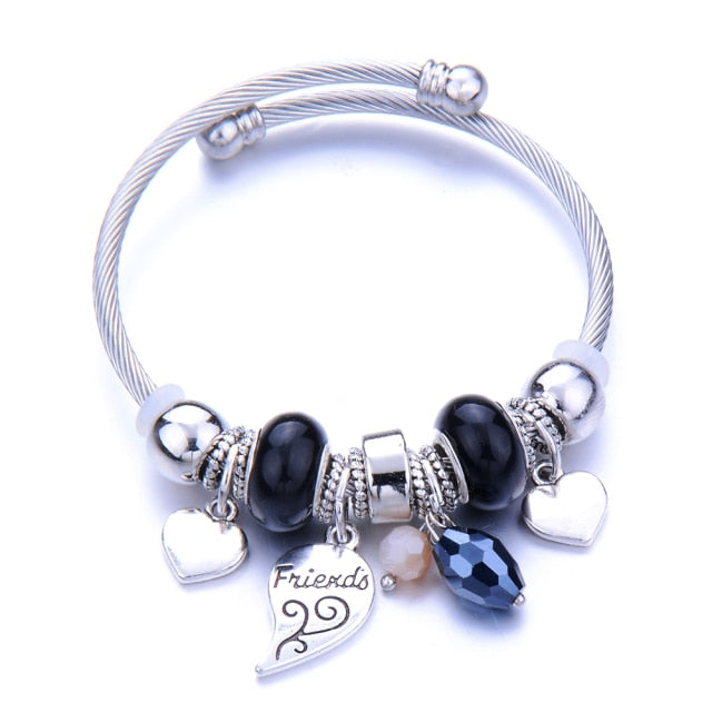 Classic Elastic Tree of life love shape metal beading Bracelet