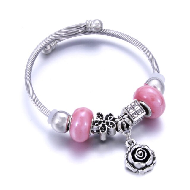 Classic Elastic Tree of life love shape metal beading Bracelet