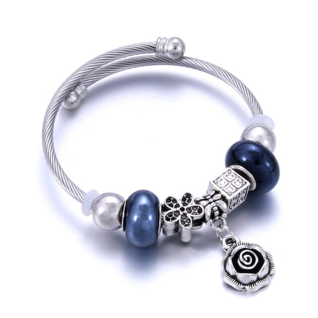 Classic Elastic Tree of life love shape metal beading Bracelet