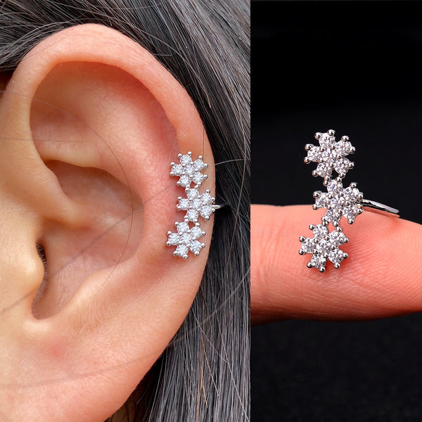 Pendientes de clip con forma de hoja de metal para mujer