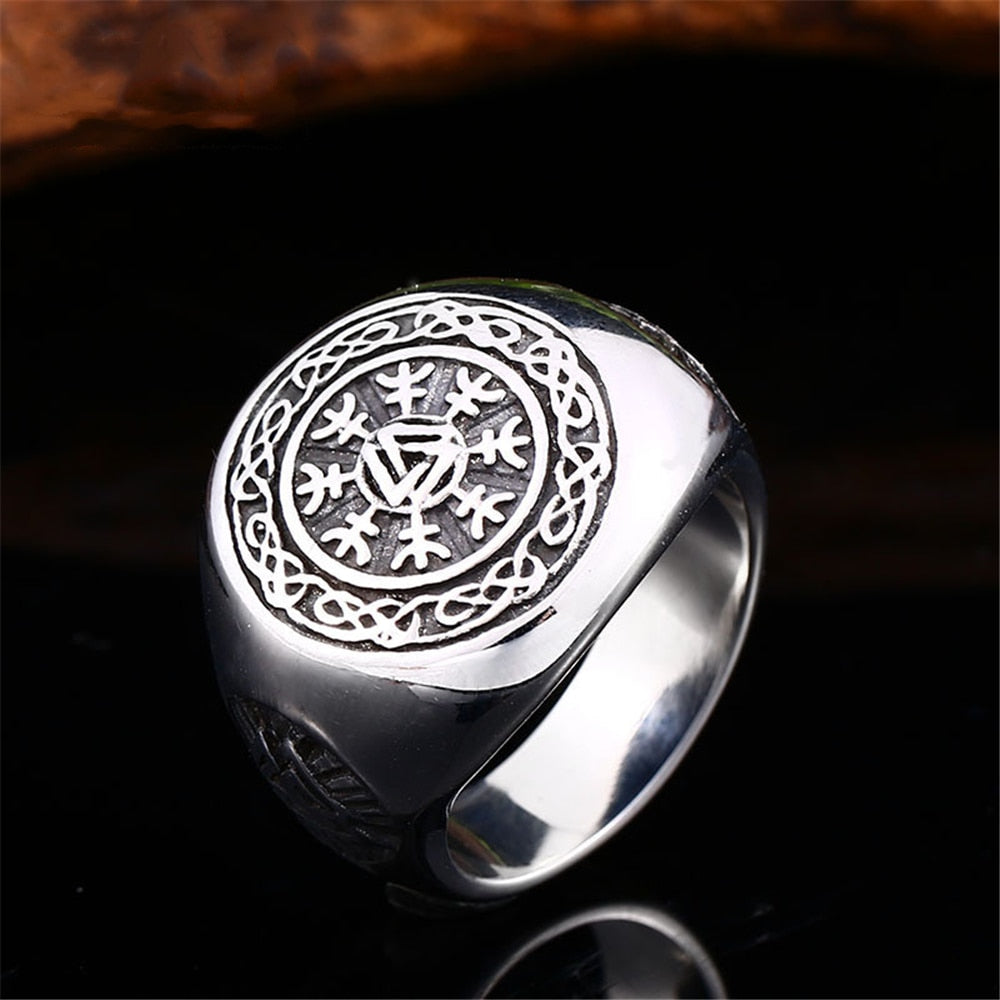 Viking Signet Icelandic Compass Ring