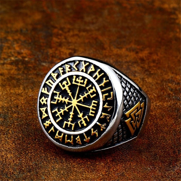 Viking Signet Icelandic Compass Ring
