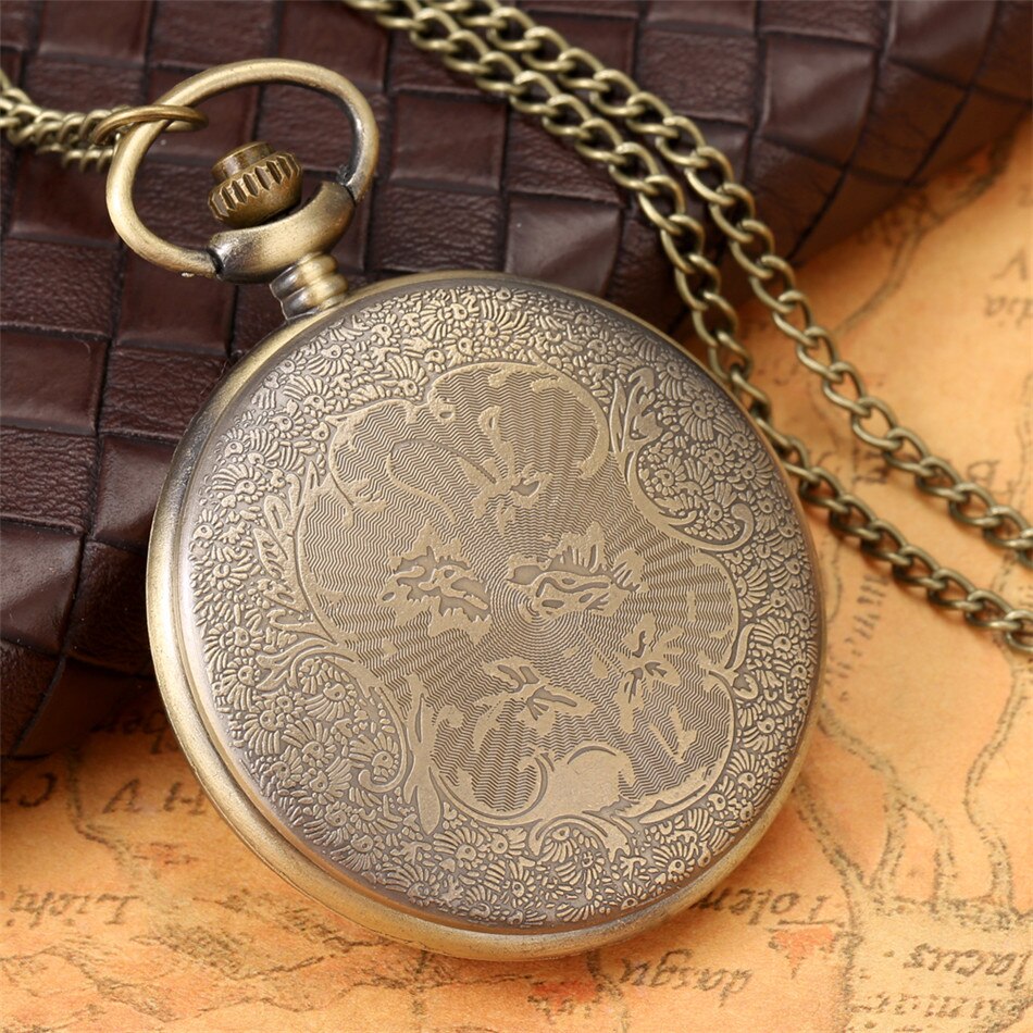 Classic Roman Numerals Engraving Half Hunter Necklace Pendant  Pocket Watch