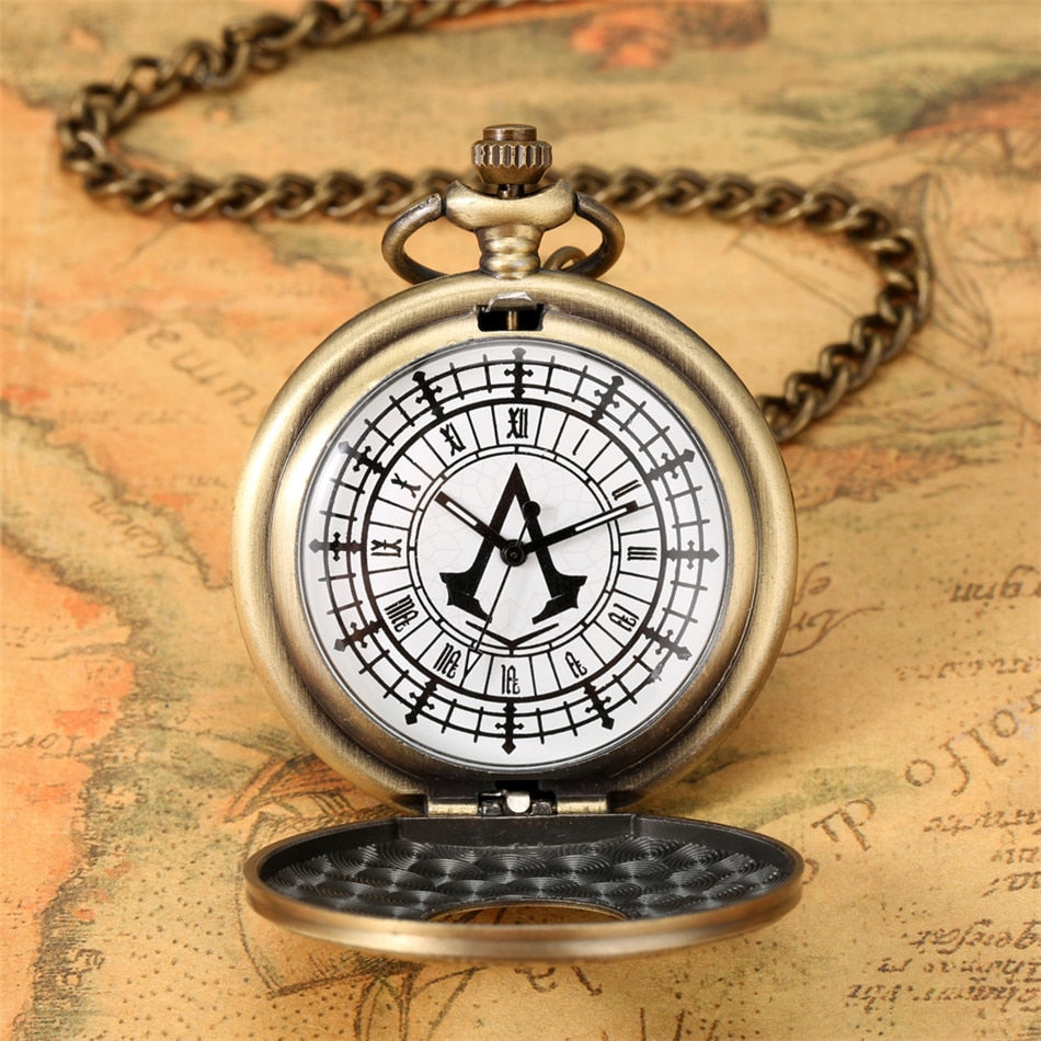 Classic Roman Numerals Engraving Half Hunter Necklace Pendant  Pocket Watch
