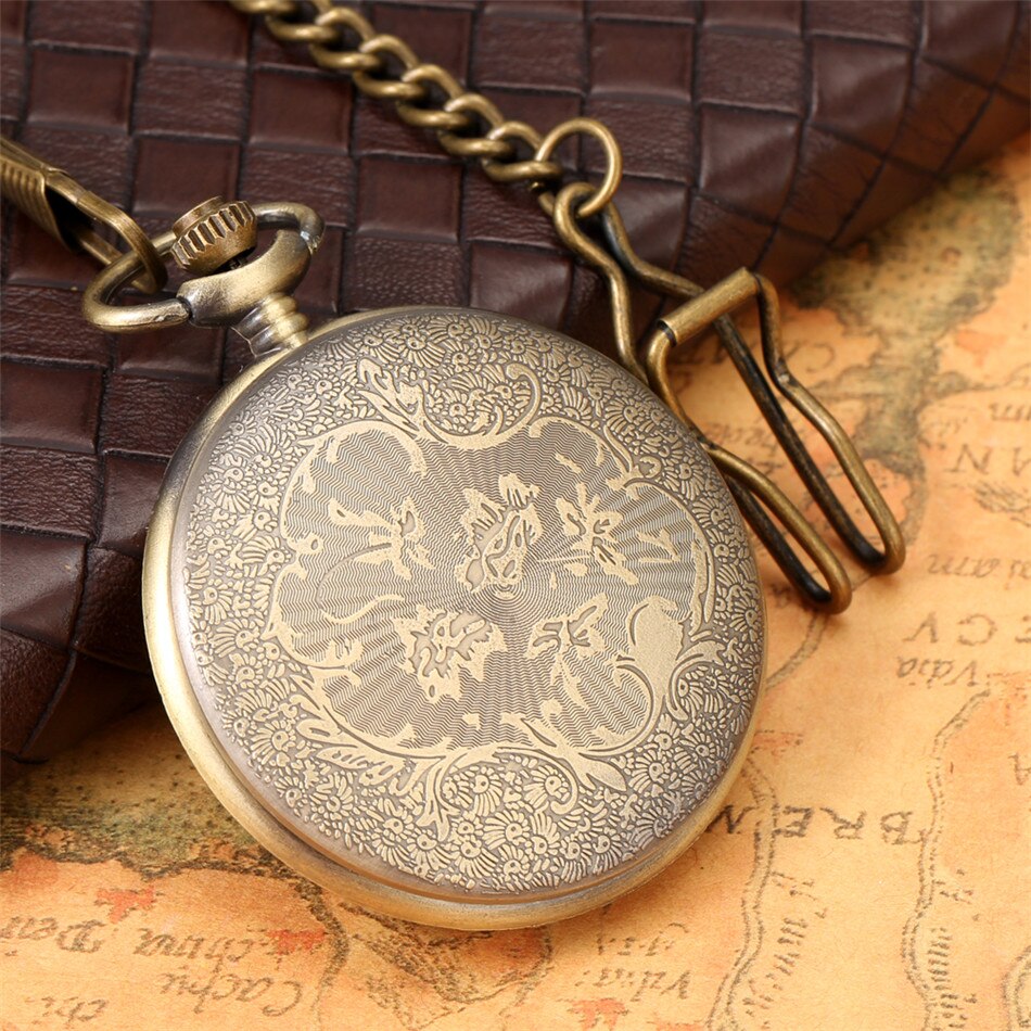 Classic Roman Numerals Engraving Half Hunter Necklace Pendant  Pocket Watch