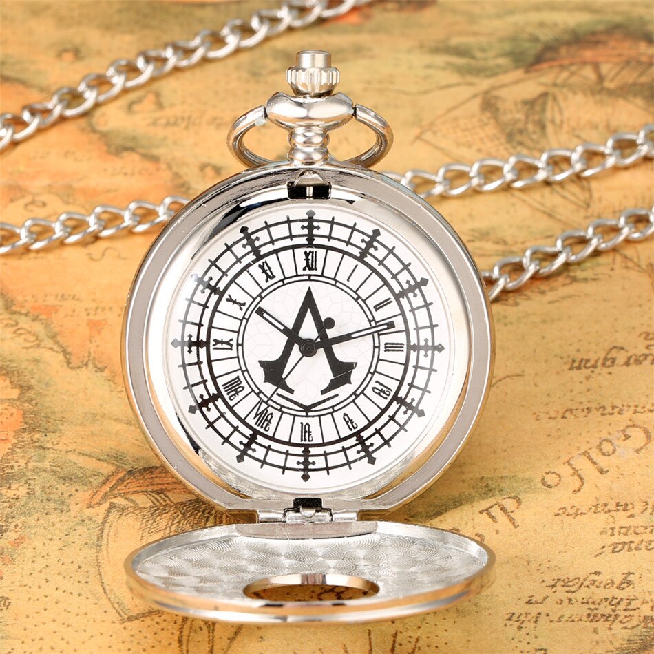 Classic Roman Numerals Engraving Half Hunter Necklace Pendant  Pocket Watch