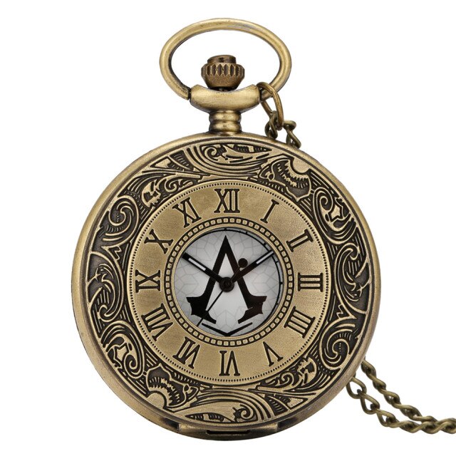 Classic Roman Numerals Engraving Half Hunter Necklace Pendant  Pocket Watch