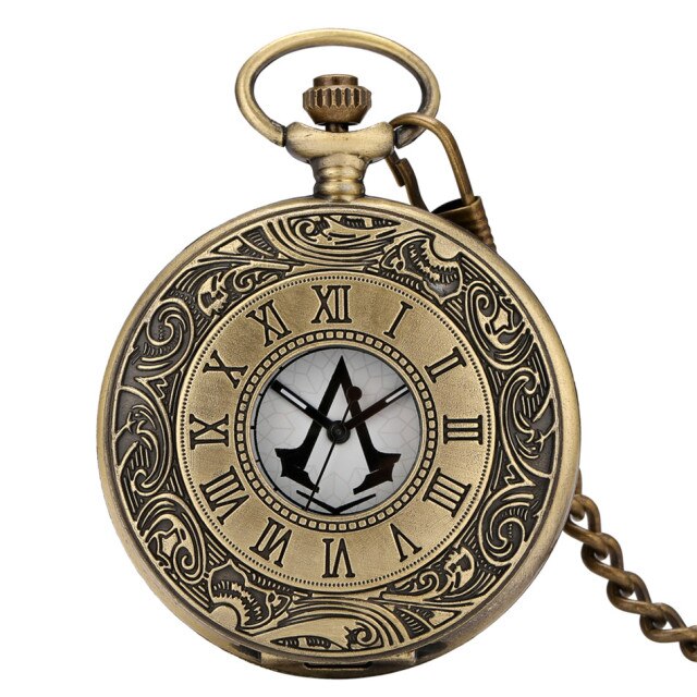 Classic Roman Numerals Engraving Half Hunter Necklace Pendant  Pocket Watch
