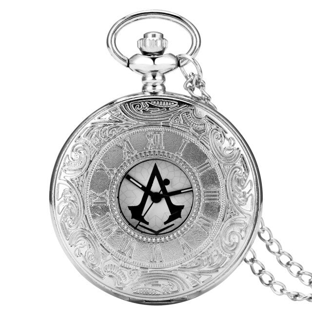 Classic Roman Numerals Engraving Half Hunter Necklace Pendant  Pocket Watch