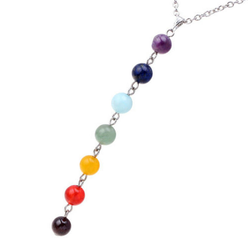 7 Chakra Gem Stone Beads Pendant Necklace