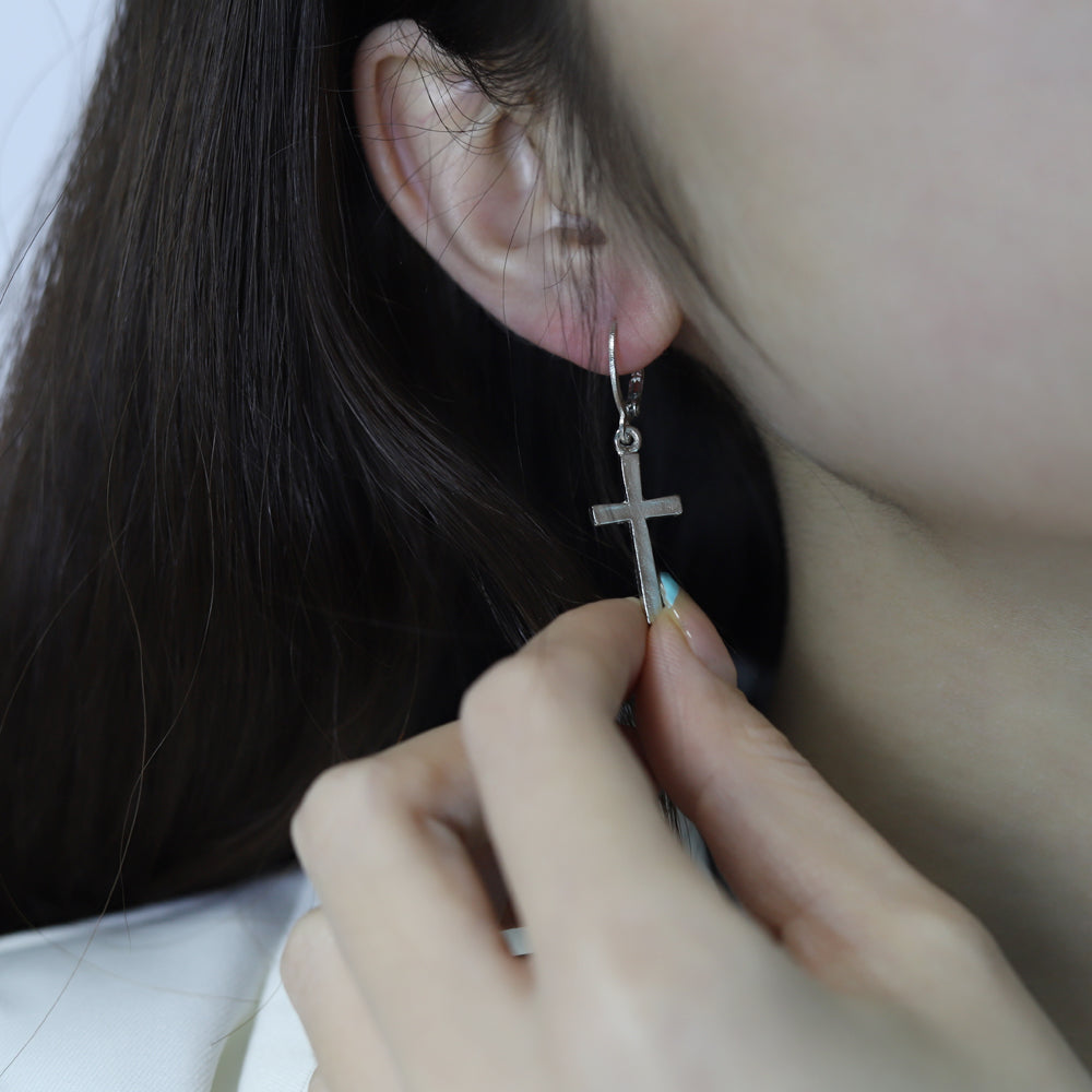 Fashion  Metal Hoop Cross Drop Dangle Ear Studs Earrings
