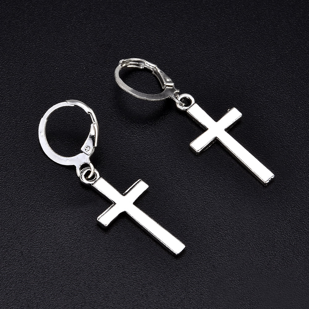 Fashion  Metal Hoop Cross Drop Dangle Ear Studs Earrings