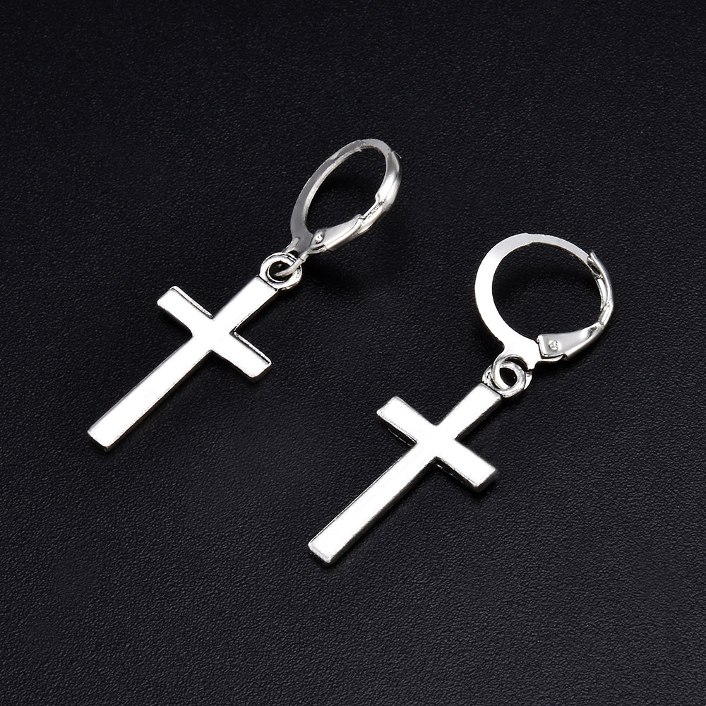Fashion  Metal Hoop Cross Drop Dangle Ear Studs Earrings