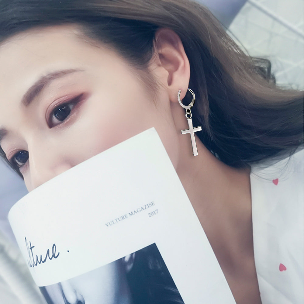 Fashion  Metal Hoop Cross Drop Dangle Ear Studs Earrings
